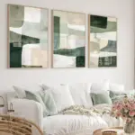 Abstract Geometric Green Beige Poster Canvas Painting Print Wall Art Neutral Modern Minimalist Boho Room Home Decoration