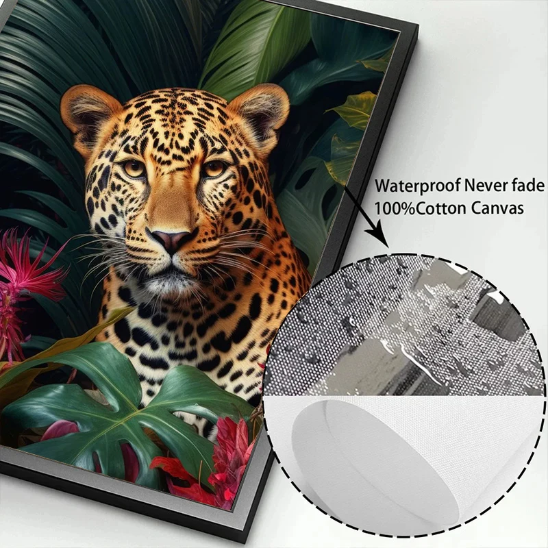 Tropical Animals Fantasy Poster Tiger Leopard Parrot in Jungle Canvas Painting Wall Prints Picture for Living Room Home Decor - Image 6
