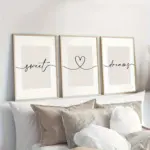 3pcs/set Neutral Beige Heart Letter Canvas Print Poster Modern Minimalist Love Art Print Living Room Hallway Wall Art Home Decor