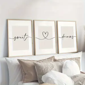3pcs/set Neutral Beige Heart Letter Canvas Print Poster Modern Minimalist Love Art Print Living Room Hallway Wall Art Home Decor