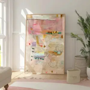 Abstract Neutral Colors Minimalist Wall Art Printed Oil Painting Modern Textured Pastel Canvas Prints Trendy Aesthetic Pictures