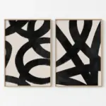 Modern Poster Abstract Art Prints Canvas Painting Beige Black Line Minimal Wall Art Pictures For Living Room Home Decor