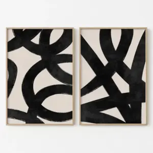 Modern Poster Abstract Art Prints Canvas Painting Beige Black Line Minimal Wall Art Pictures For Living Room Home Decor