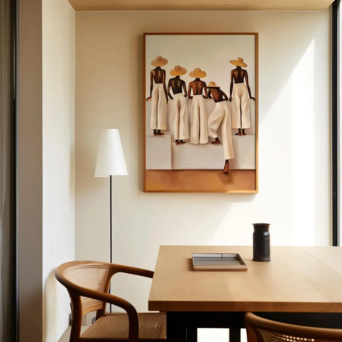 Beige Female Silhouette Wall Art Boho Printable Poster Wall Decor Minimalist Neutral Abstract Women Canvas Picture Home Decor - Image 3