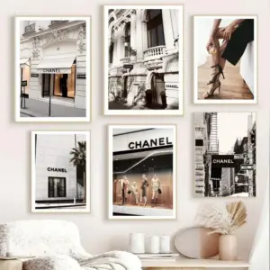 Luxury Store Shop Window Street Landscape Wall Art Canvas Painting Nordic Posters Wall Living Room Decor