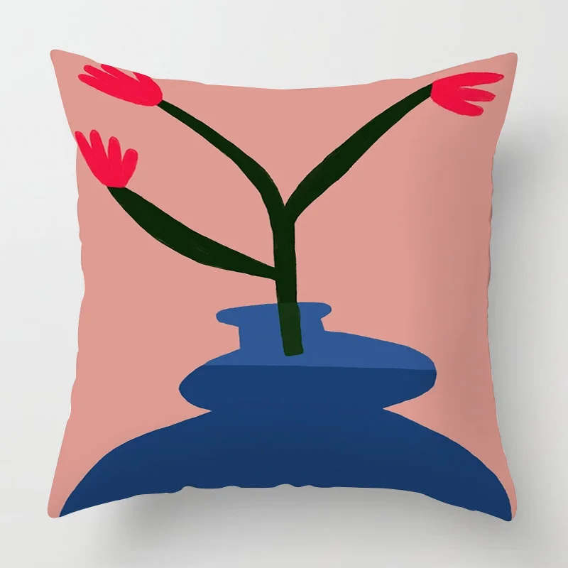 Four Seasons Universal Pillowcase Abstract Geometric Plant Illustration Printed Cushion Cover Home Cafe Decoration - Image 5