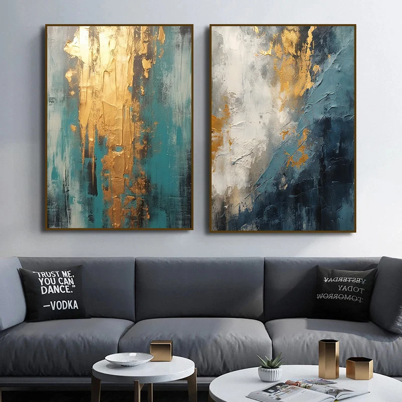 Abstract Modern Black Gold blue texture Minimalist Style Art Posters Canvas Painting Wall Prints Picture Living Room Home Decor - Image 2