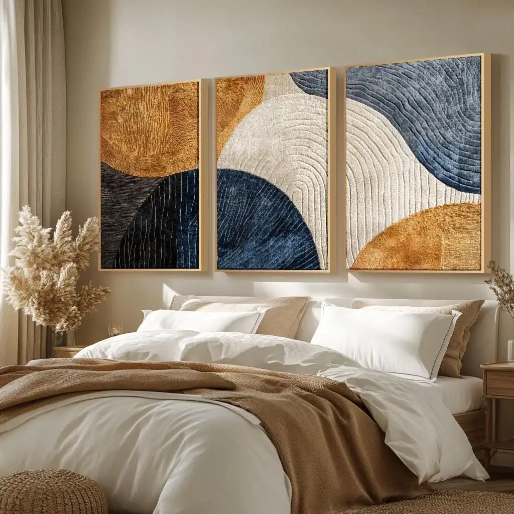 Japandi Triptych Art Set Nature Wall Decor Modern Artpiece Canvas Poster Abstract Canvas Art for Office and Hall Gift Poster - Image 3