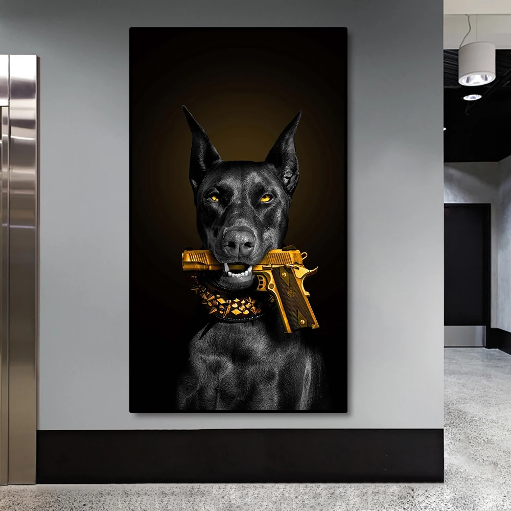 Animal Black Dog Poster Doberman Mafia Dog Poster Decorative Painting Canvas Wall Art Living Room Bedroom Decorative Mural - Image 3