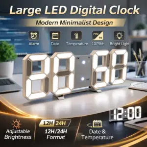LED Digital Alarm Clock Wall Hanging With 3D Display Date Temperature For Home Kitchen Office Decoration Clocks Decor