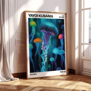 Yayoi Kusama Art Colorful Canvas Poster for Home Decor Original Print Bold Vibrant Japanese Wall Art for Bedroom, Living Room
