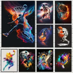 Nordic Colorful Sport Basketball Posters Prints Canvas Painting Sports Wall Art Picture for Kid Teen Boys Gift Room Gym Decor