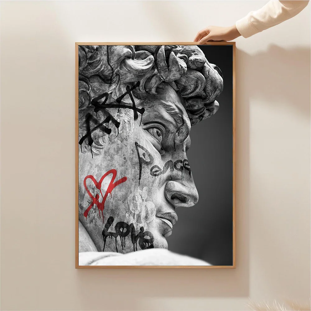 David Sculpture Graffiti Wall Art Poster Zeus Street Canvas Art Prints Apollo Wall Decor Picture David Sculpture Canvas Painting - Image 5