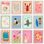 Minimalist Animal Posters Smiling Sun Print Canvas Painting Space Nursery Wall Art Picture for Cozy Nursery Home Decoration