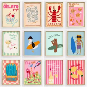 Minimalist Animal Posters Smiling Sun Print Canvas Painting Space Nursery Wall Art Picture for Cozy Nursery Home Decoration