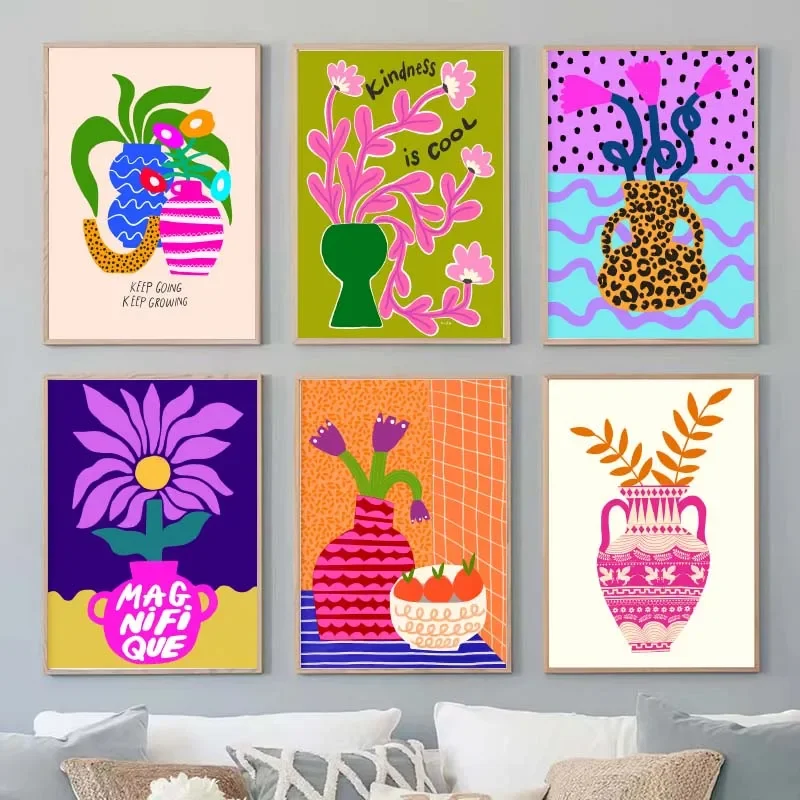 Pink Flower Market Vase Floral Plant Cute Wall Art Canvas Painting Nordic Posters And Prints Wall Picture For Living Room Decor - Image 3