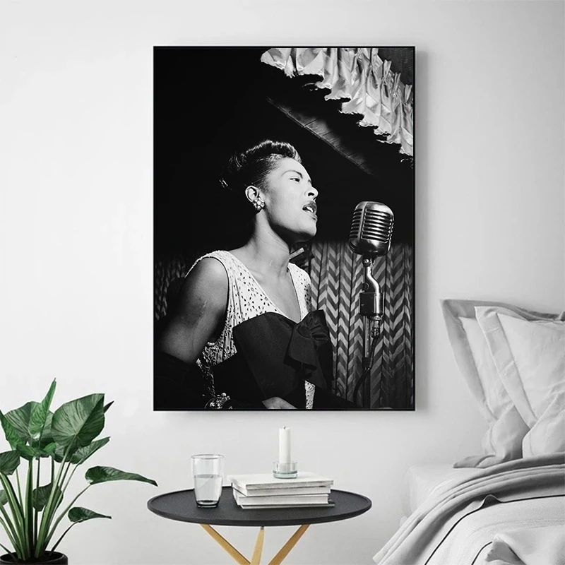Black and White Vintage Photo of Famous Jazz Singer Musician Billie Holiday Poster Canvas Painting Wall Art Pictures Home Decor - Image 4