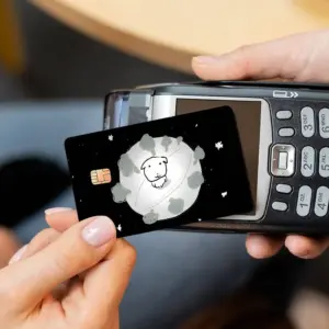 Cute GANADI Anime Cartoon Bear Skin Sticker Film Tape Case For Big Credit Debit Card Front Side