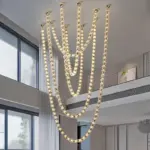 Nordic home light luxury decoration, staircase chandelier, living room and dining room chandelier, ceiling light, indoor lightin