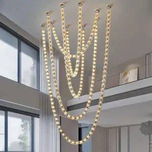 Nordic home light luxury decoration, staircase chandelier, living room and dining room chandelier, ceiling light, indoor lightin