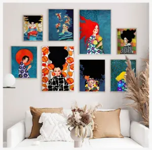 Fashion Nordic Vintage Abstract Girl Hair Flower Women Wall Art Print Canvas Painting Posters for Living Room Modern Home Decor