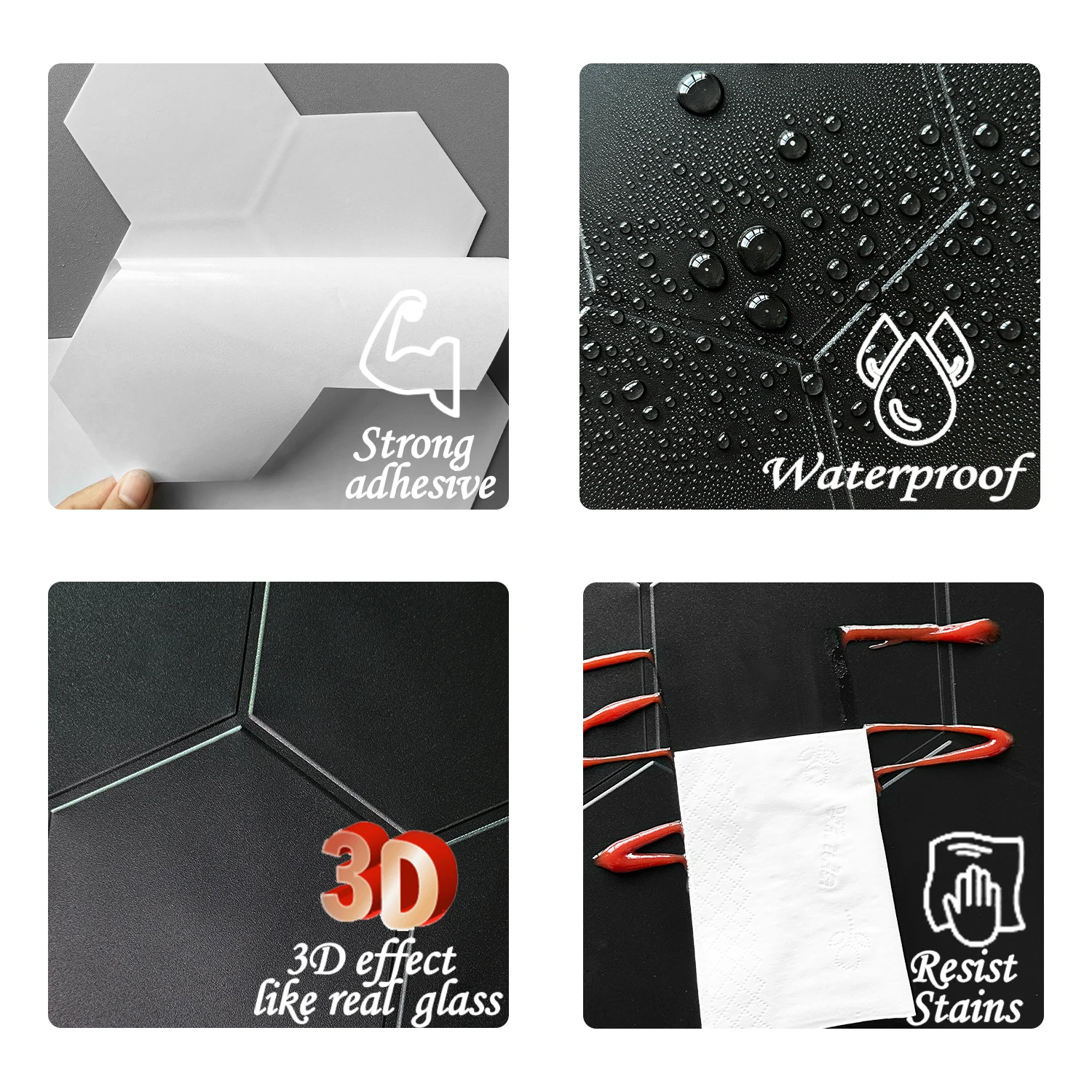 10-Sheets Bathroom Wall Renovation Waterproof Self-adhesive Wall Stickers RV Renovation Decorative Sticker - Image 3