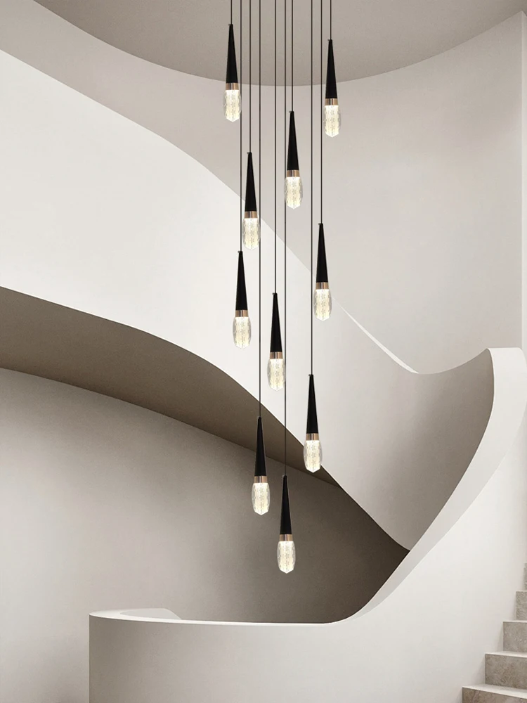 Nordic Modern Home Decoration Chandelier Hanging Stairs Pendant Light Villa Living Room Kitchen Pendent Lamp Indoor Lighting