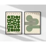 2pcs Frameless Bauhaus Digital DOWNLOAD,Green Geometric Bauhaus Poster,Bauhaus Printable,Green Bauhaus Prints,Mid Century Modern