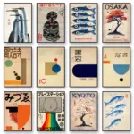 Japanese Retro Crane Canvas Print Poster Japandi Vintage Abstract Exhibition Art Prints Living Room Wall Art Home Decor Poster