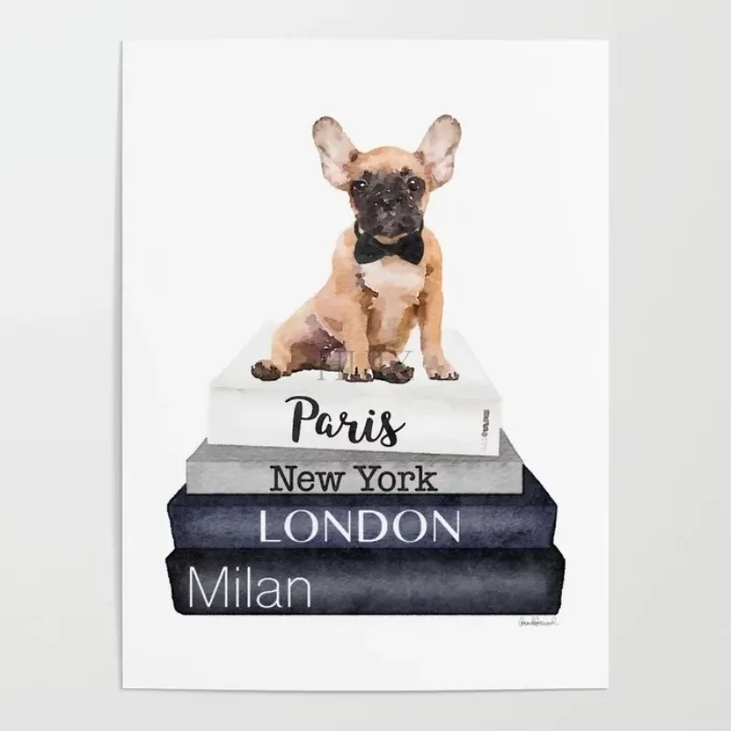 Animals Pomeranian Books Posters Wall Art Canvas Painting Module Modern Image Print Home Bedroom Bedside Background Decor Prints - Image 3