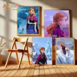 AZNM Disney Frozen Anna Princess Olaf Frameless Canvas Wall Art for Kids Room Nursery Home Decor Painting Picture