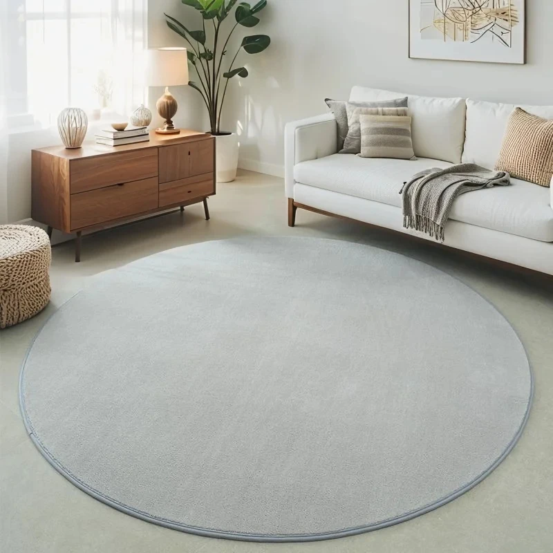 Coral Velvet Carpet Round For Modern Living Room Area Rug Solid Color Kids Bedroom Play Mat Silent and Moisture-proof Rugs Gray - Image 2
