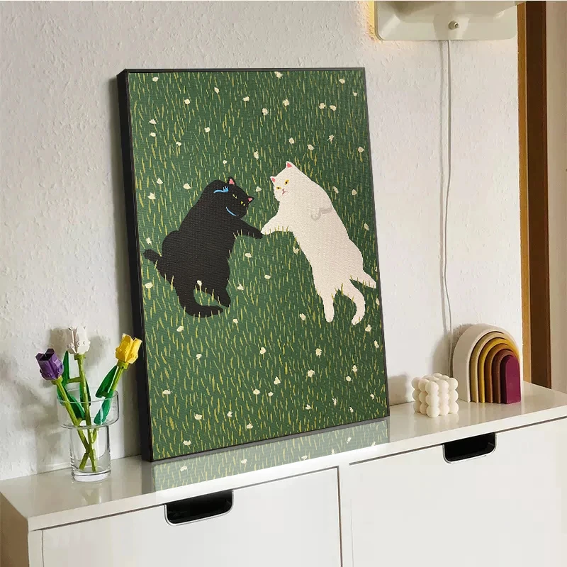 Lovers Cat Canvas Painting Plants Posters Funny Cartoon Animal Wall Art Prints Pictures for Living Room Cuadros Decor No Frame - Image 4