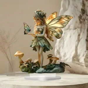 1 Piece Bohemian Fairy Statue/2D Acrylic Desktop Decoration/with Stand, Suitable for Home and Office Fairy Garden Decoration