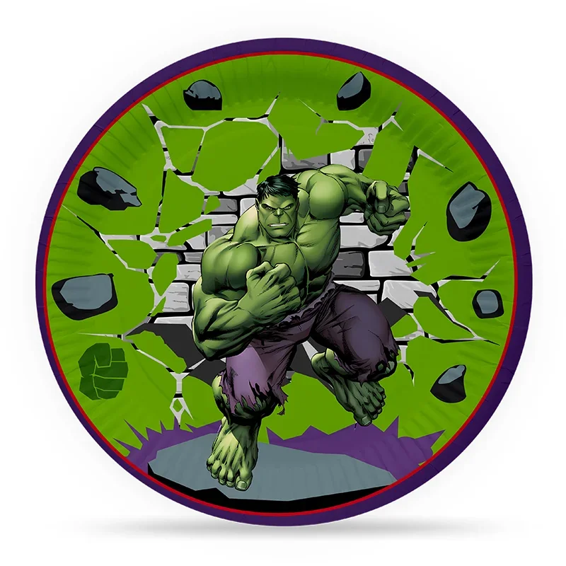Disney Marvel Hulk Theme Chliden Birthday Party Paper Cup Paper Plate Cake Flag Brooch Disposable Decorate Baby Shower Supplie - Image 3