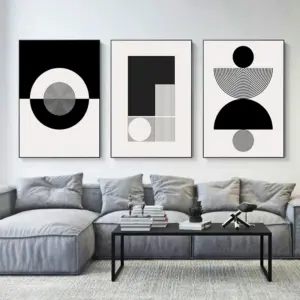Abstract Modern Art Geometrical Shapes Poster Canvas Painting Black White Wall Art For Living Room Home Decoration Mural