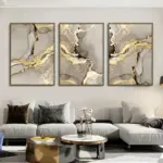 3pcs Marble Beige Golden Abstract Wall Art Posters Luxury Canvas Painting Print Pictures Modern Living Room Interior Home Decor