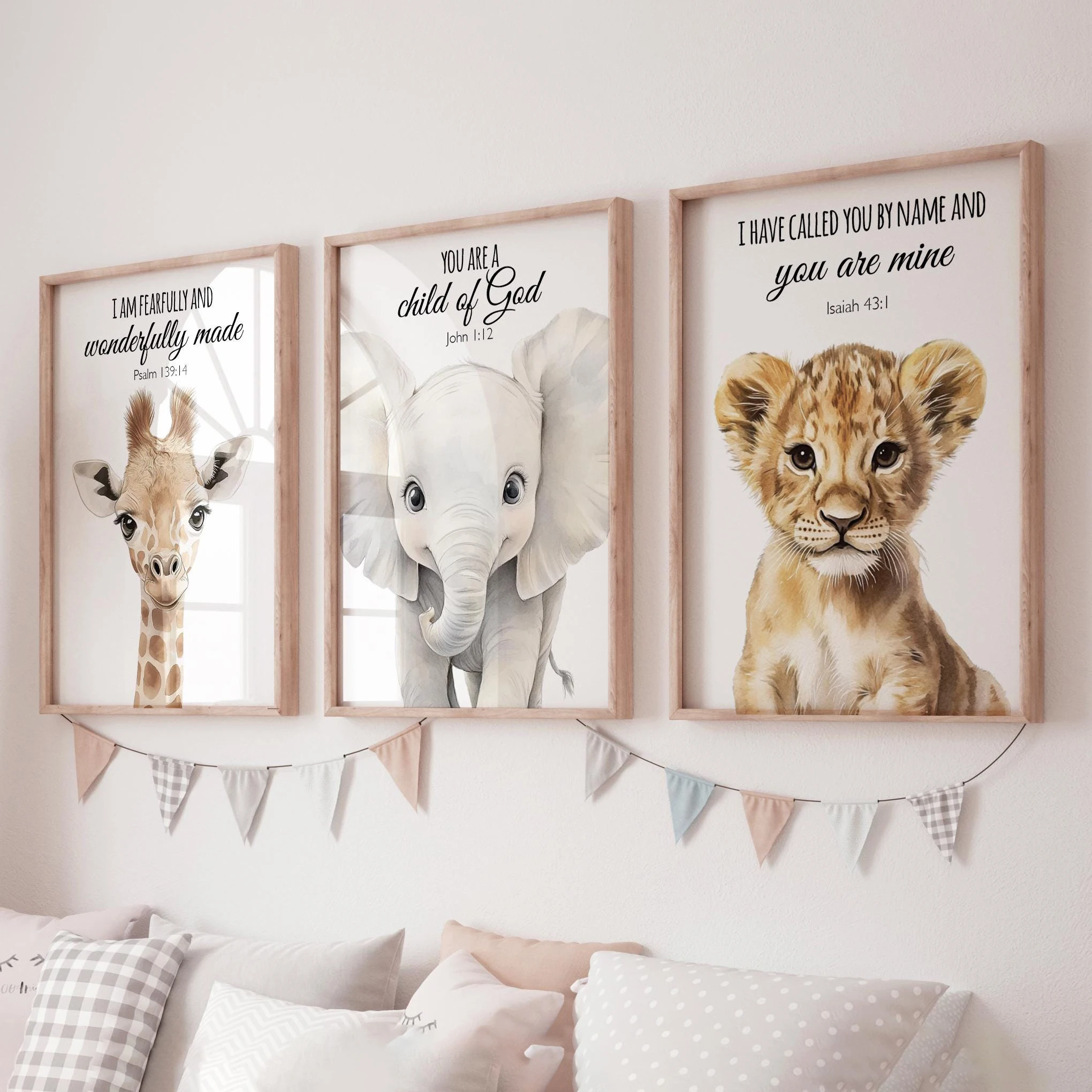 3pcs Safari Animal Nursery Prints Watercolor Lion Giraffe Elephant Wall Art Room Decor Boho Jungle Animals Boy Girl Gift Posters - Image 5