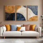 Japandi Triptych Art Set Nature Wall Decor Modern Artpiece Canvas Poster Abstract Canvas Art for Office and Hall Gift Poster