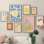 Tropical Seashell Sea Summer Abstract Poster Print Wine Lemon Wall Canvas Art Painting Picture Home for Modern Living Room Decor