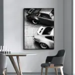 Modern Black and White Luxury Car Wall Art-HD Canvas Poster Prints for Home Decoration | Simple Chic Art for Bedroom and Living