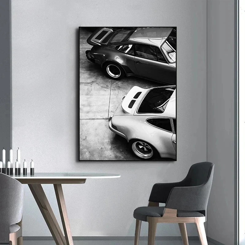 Modern Black and White Luxury Car Wall Art-HD Canvas Poster Prints for Home Decoration | Simple Chic Art for Bedroom and Living