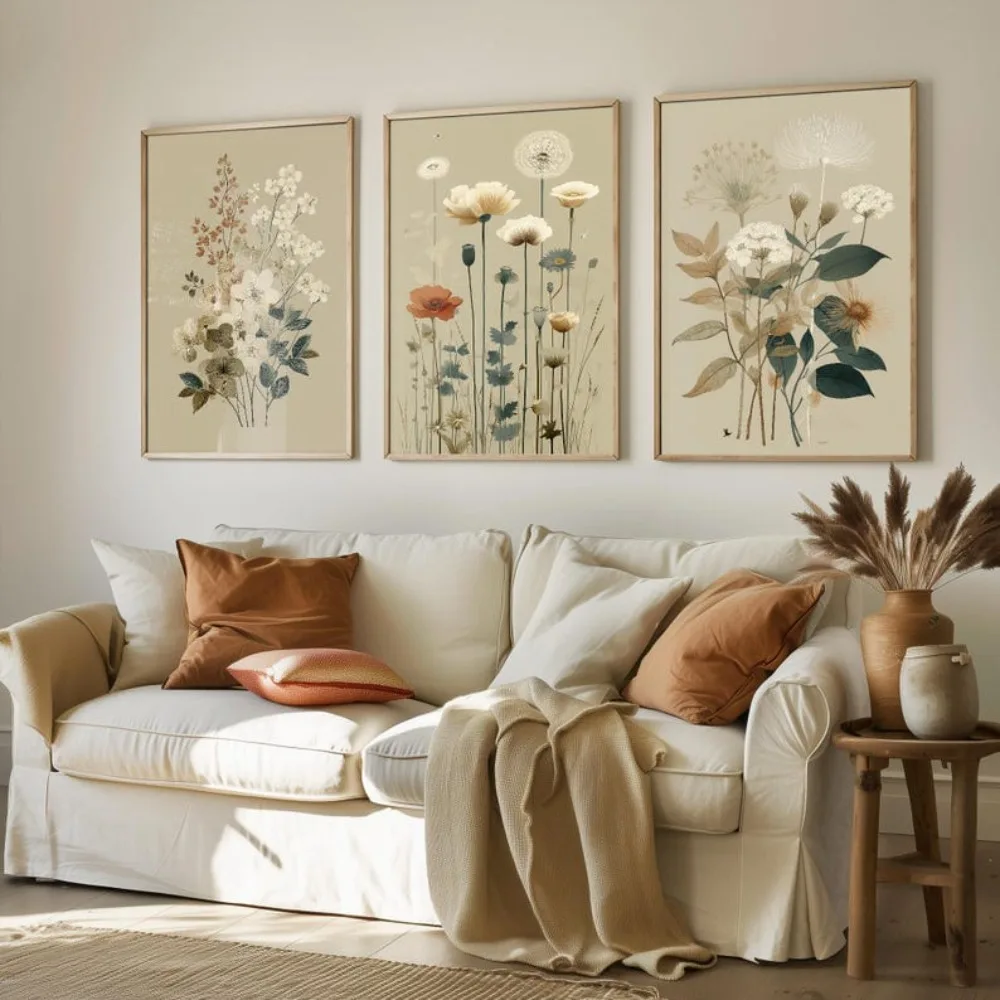 3pcs Frameless Retro Floral Prints,Plant Painting Photo Poster Wall Art Gifts,Simple Floral Printing,Living Room Bedroom Decor - Image 4