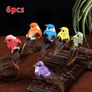 6Pcs Artificial Birds Fake Foam Animal Simulation Feather Birds Models DIY Wedding Home Garden Ornament Decoration Tree Decor