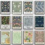 Abstract William Morris Flower Leaf Bird Canvas Painting Nordic Posters And Prints Wall Art Pictures For Living Room Home Decor