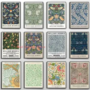 Abstract William Morris Flower Leaf Bird Canvas Painting Nordic Posters And Prints Wall Art Pictures For Living Room Home Decor