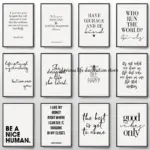 Canvas Printing Positive Energy Phrases Motivational Words Quotes Poster Black and White Minimalist Wall Art Pictures Home Decor