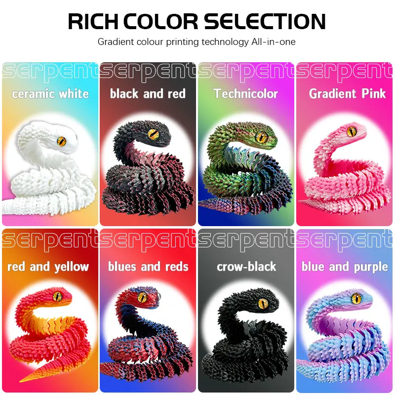 Realistic Articulated Snake Figure - 3D Printed Reptile Model for Desk Display DIY Crafts Unique Home Office Decoration Gift - Image 3