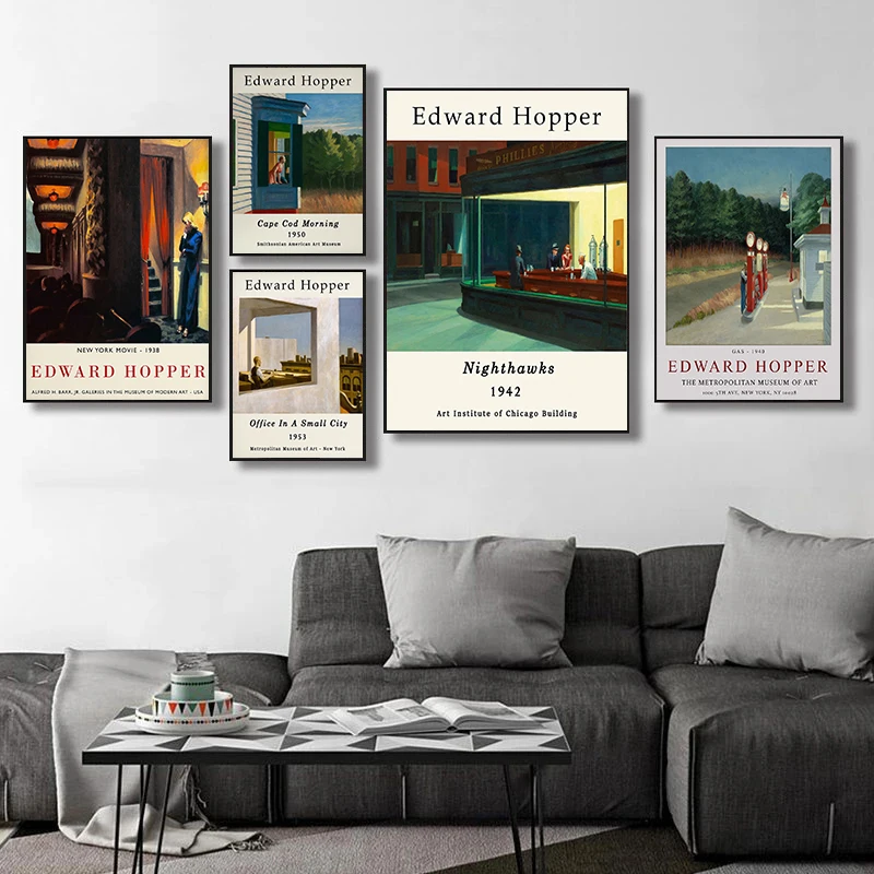 Nighthawks Painting Poster Edward Hopper Exhibition Canvas Art Posters and Prints Wall Art Picture for Living Room Home Decor - Image 2