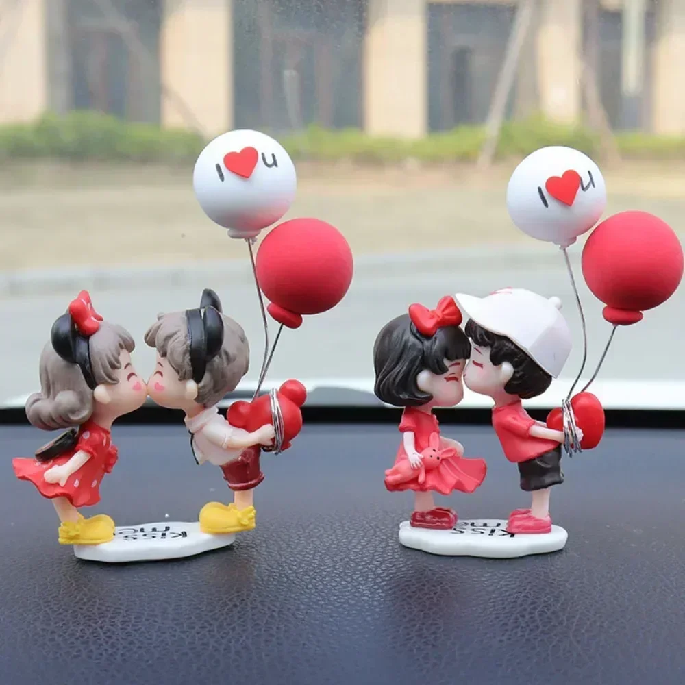 Mini Resin Couples Figurine Cute Lovers Balloon Ornament for Car Dashboard Office Desktop Valentine's Day Gift Home Decor - Image 2